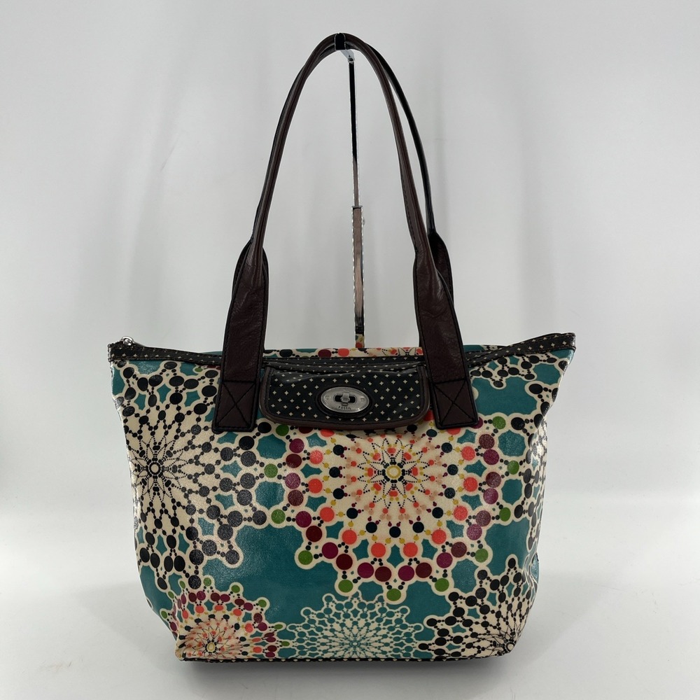 Fossil Key Per Large Tote Coat Satchel Shoulder Bag Kaleidoscope Medallion Multi